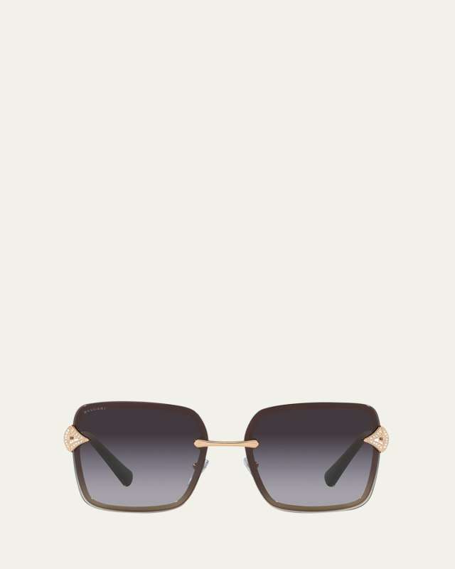 Oversized Embellished Square Metal Sunglasses